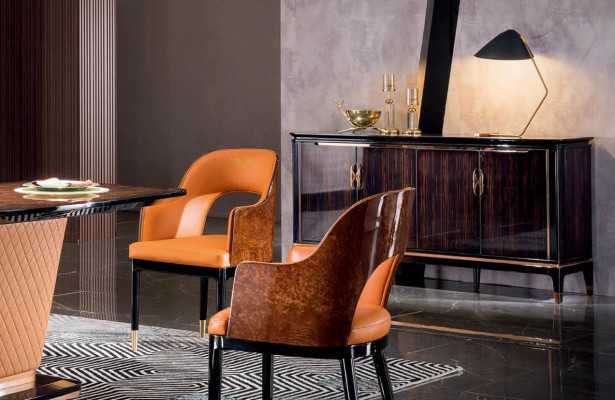 Stuhl Set 4x Stühle Leder Polster Lehn Massiv Holz Esszimmer Sitz Möbel