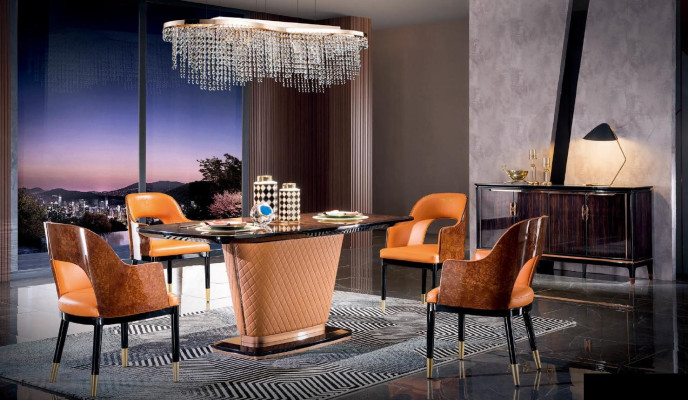 Stuhl Königlicher Polster 1 Sitzer Modern Stil Stühle Einsitzer Orange
