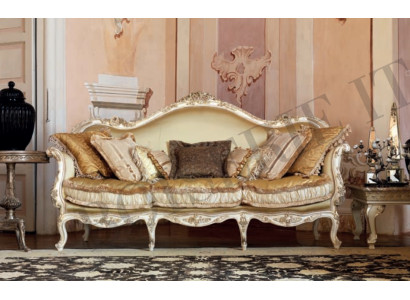 Sofa Polster Holz Sofas Couch Barock Rokoko Luxus Italien Dreisitzer Möbel Neu