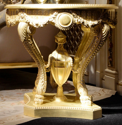 Couchtisch Beistelltisch Holz Wohnzimmer Tisch Möbel aus Italien Vintage Gold