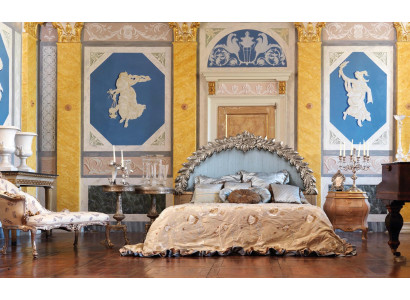 Bett Kopfteil Hotel Bett Holz Silber klassische italienische Möbel Echtholz Neu