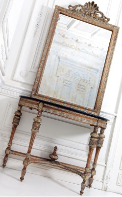 Möbel Stil Barock Konsolentisch Spiegel Holz Italienische Tische Konsolen 2tlg.