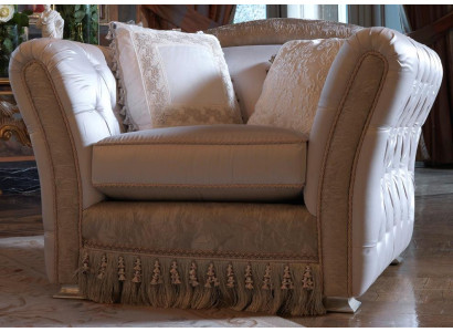 Luxus Sessel Polster Thron Echtholz Italienische Möbel Einsitzer Sofa Couch Neu