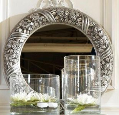 Wandspiegel Spiegel Rund Spieglein Silber Barock Rokoko Möbel Italien Holz