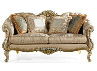 Klassischer Beiger Chesterfield Zweisitzer Polster 2-Sitzer Holzgestell