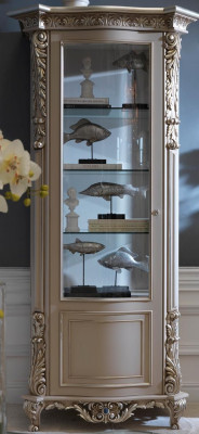 Möbel Massive Holz Vitrinen Glas Schrank Anrichte Echtholz Vitrine Wohnzimmer