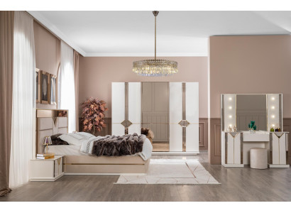 Schlafzimmer Komplett Set Bett 2x Nachttisch Kleiderschrank 5tlg Design