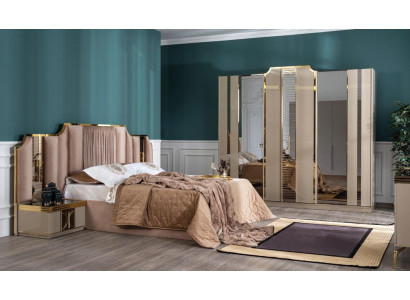 Luxus Komplettes Schlafzimmer Set Bett 2x Nachttisch Kleiderschrank 4tlg