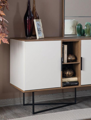Garnitur Set Tisch 4x Stühle Anrichte Spiegel Essgruppe 7tlg Esszimmer