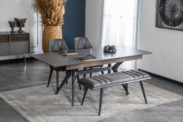 Set Tisch 4x Stühle Bank Set Garnitur Designer Holz Esszimmer 8tlg