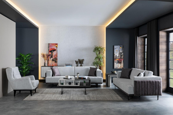 Wohnzimmer Sofagarnitur 331 Sitzer Couchtisch Beistelltisch 5tlg Modern