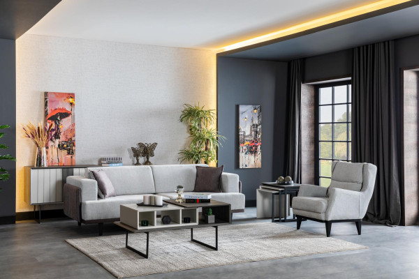 Wohnzimmer Sofagarnitur 331 Sitzer Couchtisch Beistelltisch 5tlg Modern