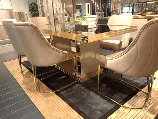 Esszimmer SetTisch 4x Stühle Anrichte mit Spiegel Garnitur Möbel 8tlg.