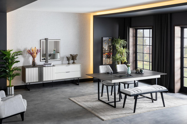 Tisch 4x Stühle Bank 8tlg Esszimmer Set Gruppe Garnitur Möbel neu