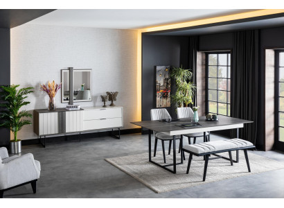 Tisch 4x Stühle Bank 8tlg Esszimmer Set Gruppe Garnitur Möbel neu