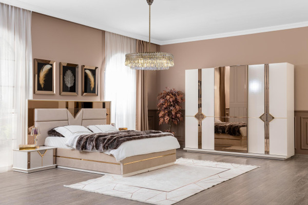 Nachttisch Schlafzimmer Luxus Möbel Holz Beige Stil Modern Nachttische