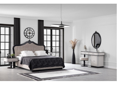 Schlafzimmer Set Bett 2x Nachttisch Kommode mit Spiegel 5tlg Modern