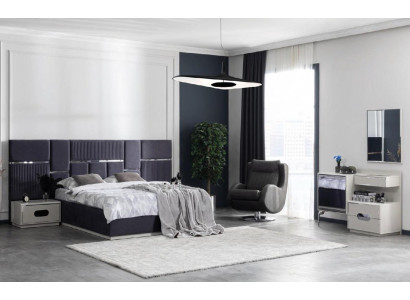 Schlafzimmer Set Bett 2x Nachttisch 5tlg Design Modern Luxus Komplettes
