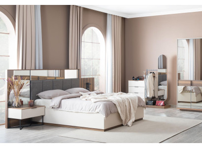 Set Bett 2x Nachttische 4tlg. Komplettes Schlafzimmer Luxus neu Möbel