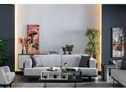 Wohnzimmer Sofa 3 Sitzer Couchtisch Textil Design Moderne 2tlg Möbel Neu
