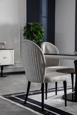 Esszimmer Set Tisch 4x Stühle BankStil 6tlg Luxus Stil Modern grau