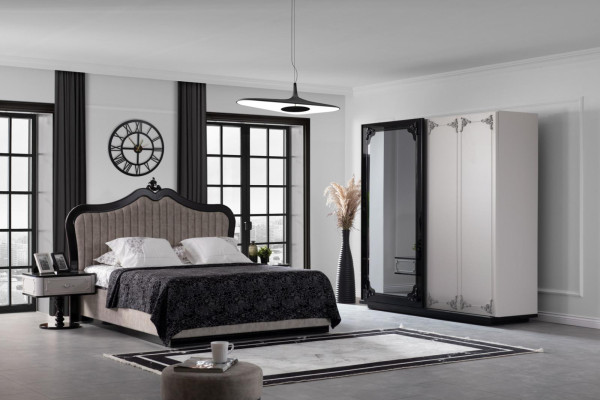 Schlafzimmer Set Kleiderschrank Bett 2 x Nachttisch Komplett neu beige