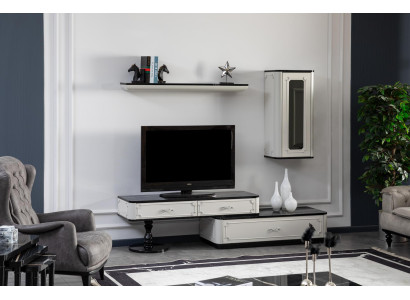 Wohnzimmer Möbel Set Wohnwand TV-Ständer Wohnwände Schrank Wandregal Holz