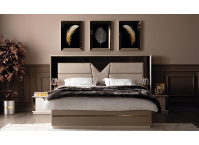 Schlafzimmer Set Bett 2x Nachttische Holz Luxus Set 3tlg Bett Modern