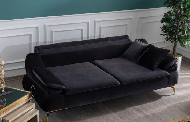 Wohnzimmer Sofa 3 Sitzer Schwarz Design Luxus Polster Möbel Elegantes