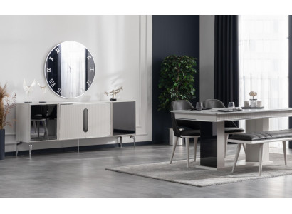 Luxus Anrichte Design Sideboard Kommoden Anrichten Schrank Spiegel 2tlg.
