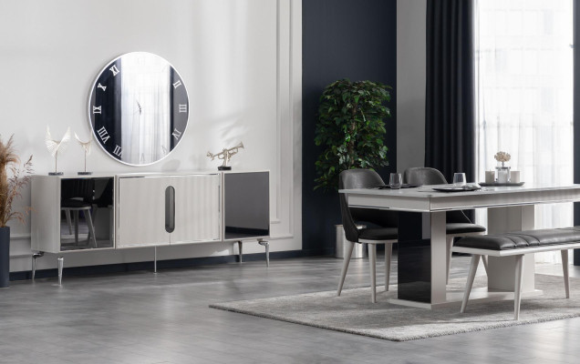 Esstisch Esszimmer Moderne Wohnzimmer Design Holz mit Metall Luxus