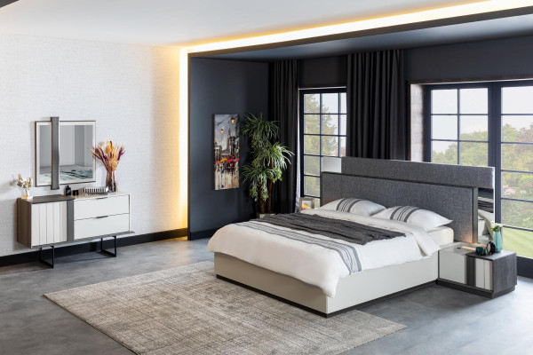 Design Schlafzimmer Komplett Set Kommode Spiegel 2tlg. Set Holz Kommoden