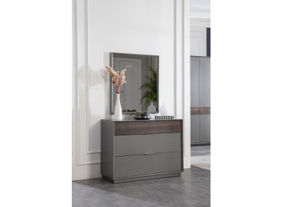 Kommode Spiegel Schlafzimmer Holz Schrank Kommoden Sideboard Grau 2tlg