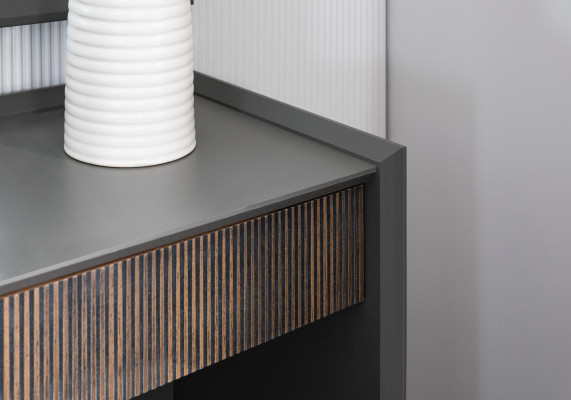 Kommode Spiegel Schlafzimmer Holz Schrank Kommoden Sideboard Grau 2tlg