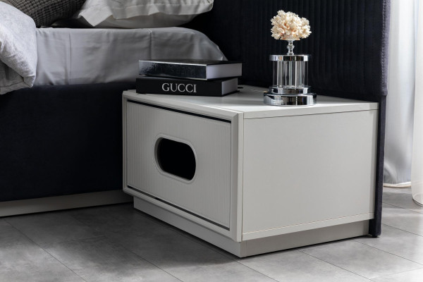 Schlafzimmer Set Bett 2x Nachttische Kleiderschrank 4tlg Design neu