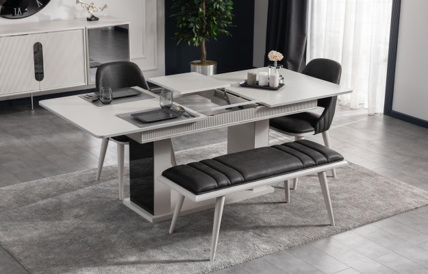 Bank neue für ein Stil modernes Luxus-Esszimmer Schwarz Holzmöbel Neu