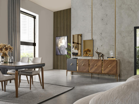 Stuhl Esszimmer Moderne Holz Luxus Stoff Design Neu Polster Beige