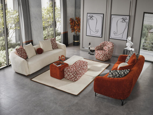Sofagarnitur 41 Sitzer 3x Hockere 5tlg Design Wohnzimmer Komplett Set