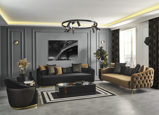 Sofa 4 Sitzer Chesterfield Polster Wohnzimmer Design Luxus Holz