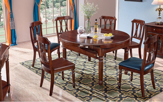 Garnitur Komplett Set Esstisch + 6 Stühle Esszimmer Gruppe Holz Tisch
