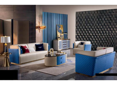 Komplett Set Sofagarnitur 3+2+1 Sitzer Couchtisch Design Wohnlandschaft