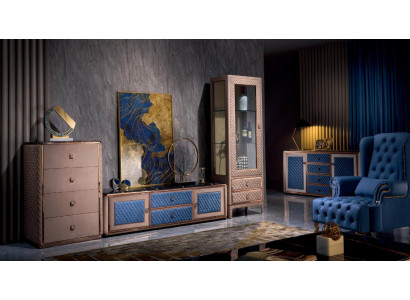 Wohnwand Wohnzimmer Set Vitrine Wandregal Kommode Dekorative Glas Vitrinen
