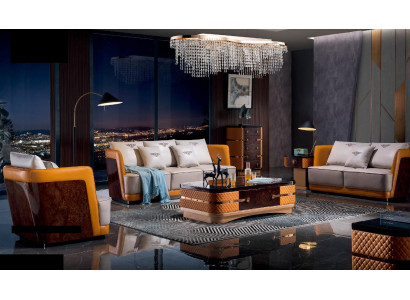 Sofagarnitur 3+2+1 Sitzer Ledersofa Couch Wohnlandschaft Garnitur Design