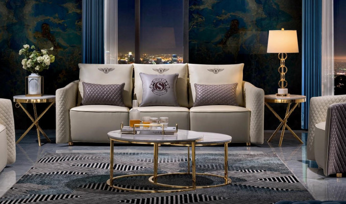 Sofagarnitur Set Design Sofas Polster Couchen Leder Relax Moderne