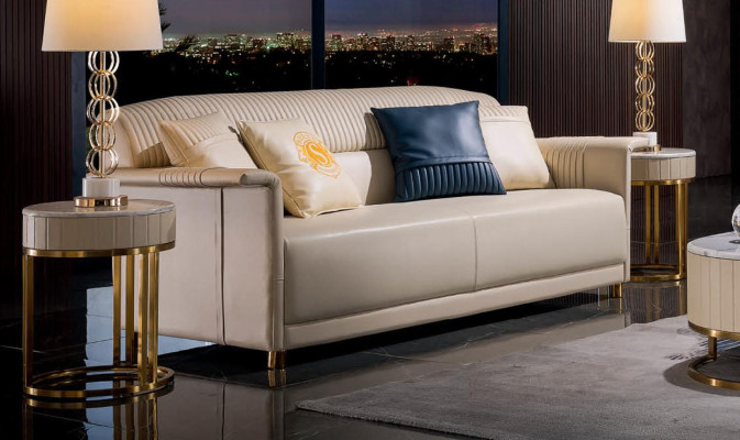 Beige Luxus Sofagarnitur 3+2 Sitzer Set Designer Polster Couchen 2tlg. Set