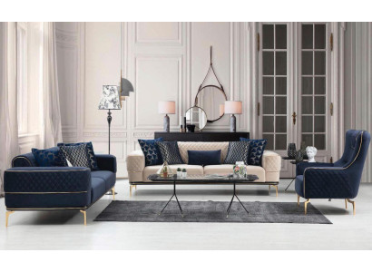 Sofagarnitur Sofa Luxus Sessel Sofas Dreisitzer 3+3+1 Sitzer Garnitur Modern