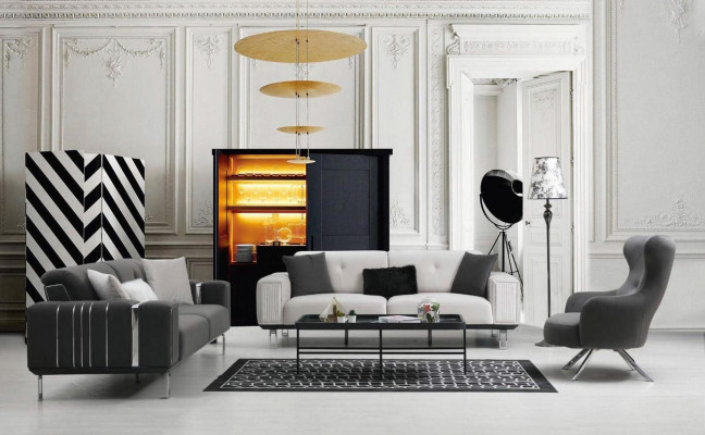 Luxus Sofa Design Dreisitzer Moderne Couch Grau Couchen Möbel Polster Loft Neu