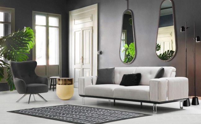 Sofagarnitur Sofa Luxus Couch Set 3+3+1 Sitz Sofas Sessel Stoff Design Möbel Neu
