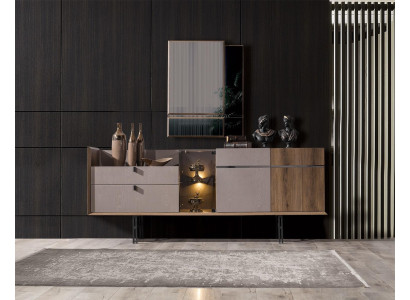 Perfektes Esszimmer Set Designer LED-Anrichte Modernes Glas Spiegel 2tlg