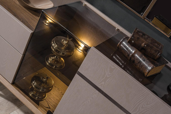 Perfektes Esszimmer Set Designer LED-Anrichte Modernes Glas Spiegel 2tlg